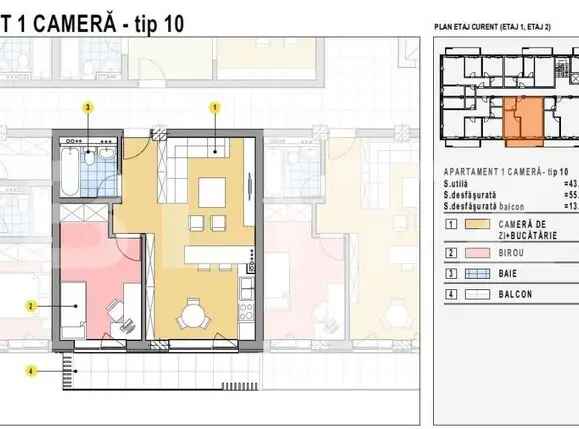 Apartament cu 1 camera, 44mp utili, bloc nou, Calea Moldovei!