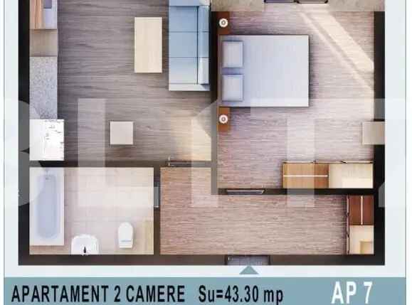 Apartament 2 camere, 43mp utili, Calea Moldovei