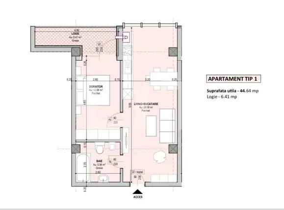 Apartament 2 camere, 51 mp utili, etaj intermediar, London Residence