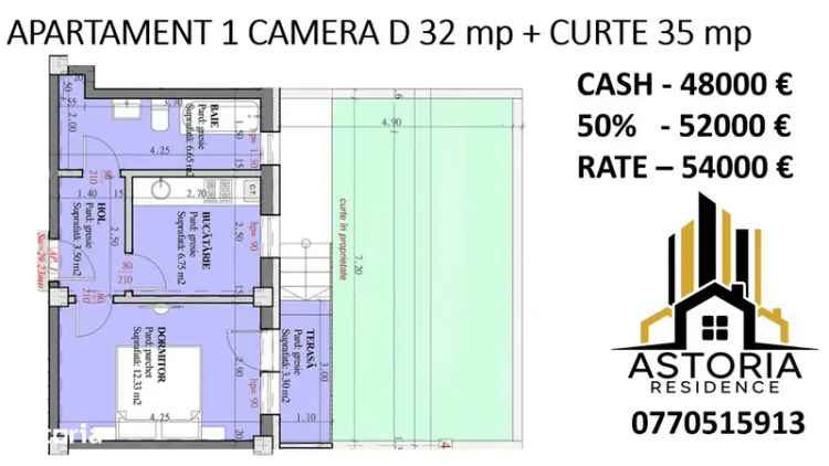 vinde apartamente 1 camera Lunca Cetatui curte iluminata