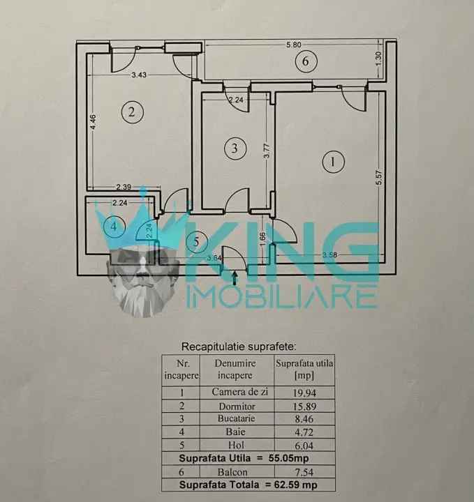 Apartament de inchiriat 2 camere Regie cu balcon si parcare