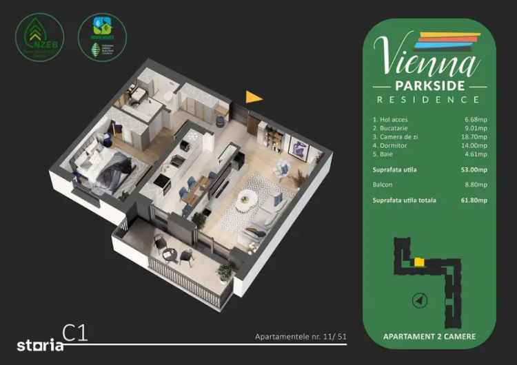 Vanzare apartament 2 camere decomandat in Bucuresti langa Parc Tudor Arghezi