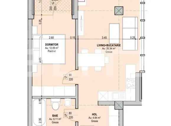 Apartament 2 camere, 52 mp utili, etaj intermediar, London Residence