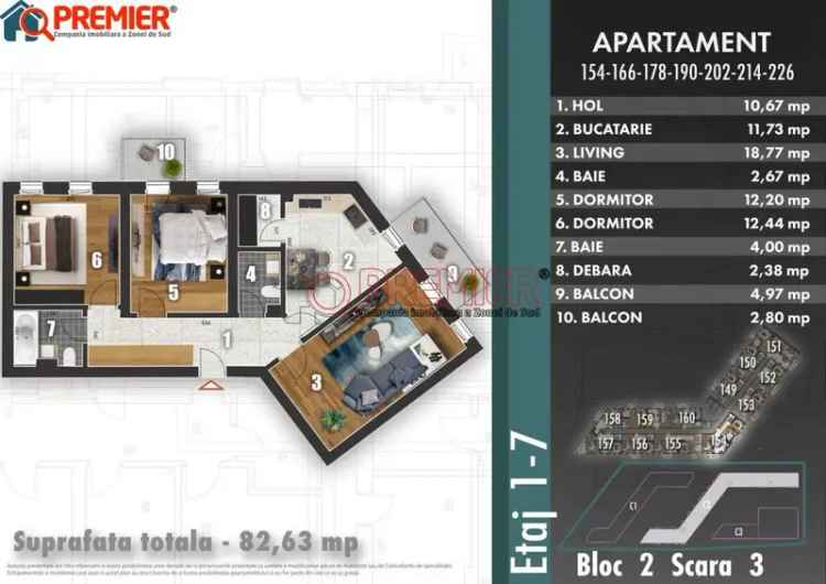 Vanzare apartamente 3 camere Parcul Tudor Arghezi cu design minimalist