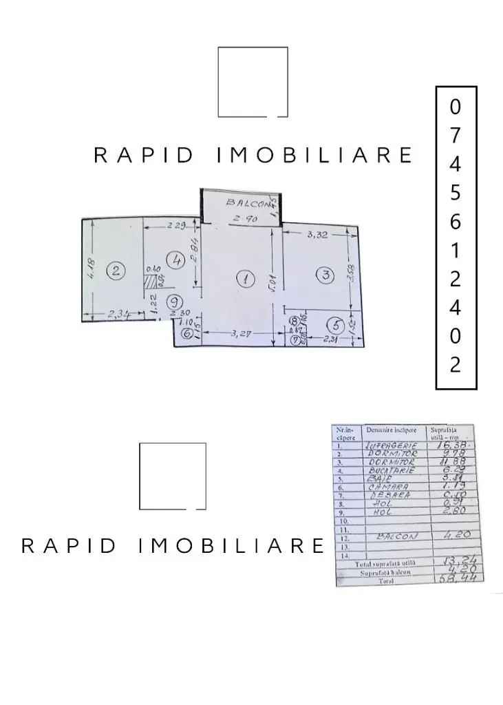 Vanzare apartament 3 camere mobilat utilat Tiglina 1 etaj 1