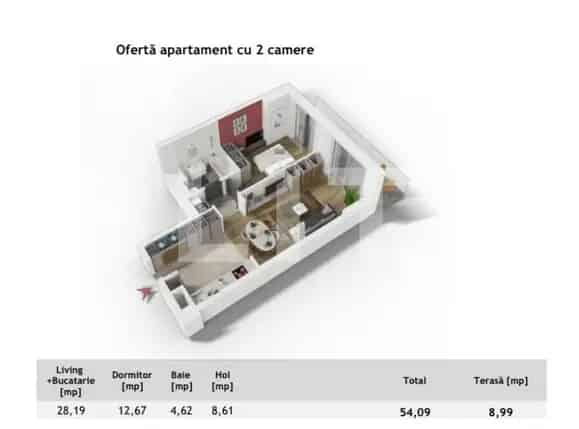 Apartament 2 camere Cluj Centrul orasului 54 mp Semifinisat