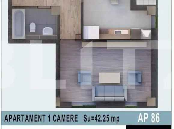 Apartament de 1 camera 42mp utili, bloc nou, Calea Moldovei