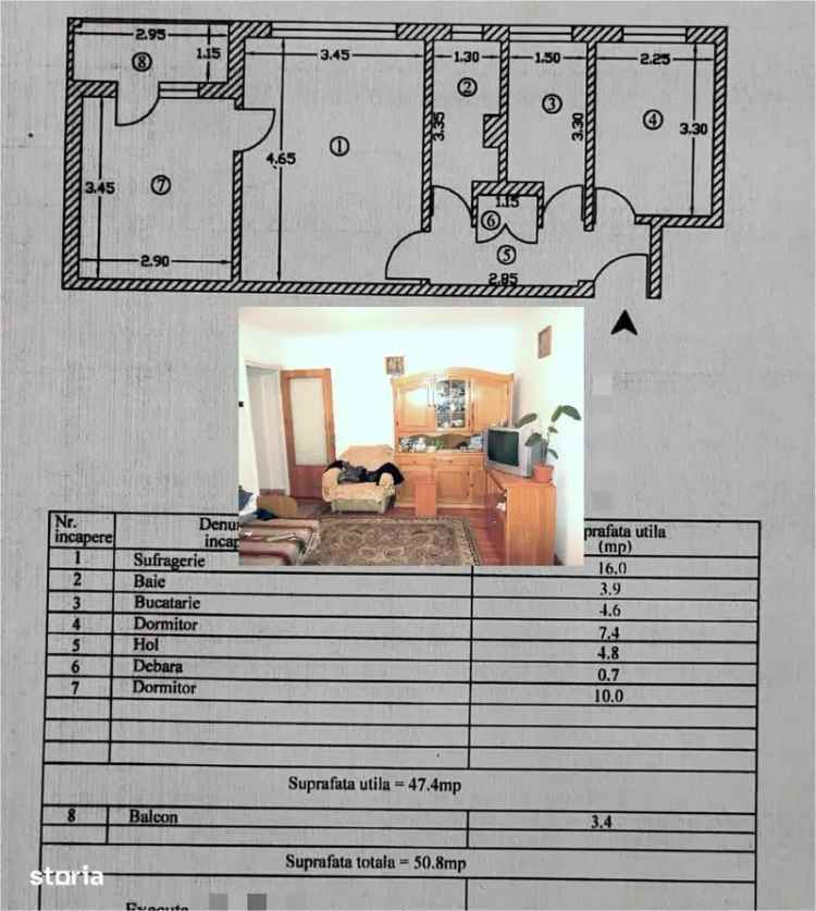 Vand apartament 3 camere Trivale Pitesti etaj 3 cu balcon si centrala termica