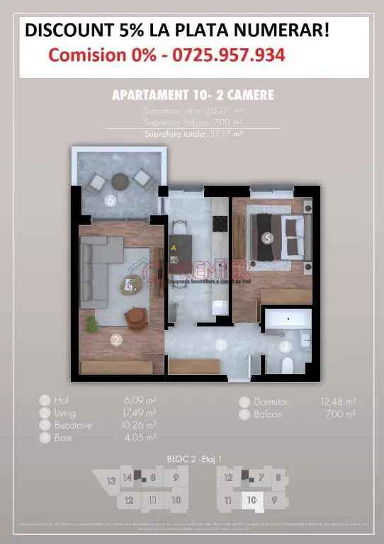 2 camere decomandat clasic - Popesti Leordeni -