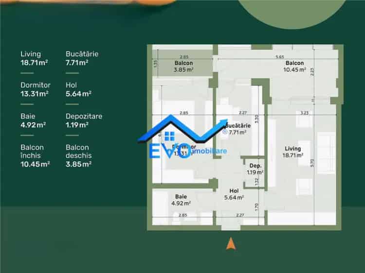 Apartament de vanzare 2 camere decomandat Hlincea Iasi cu lift