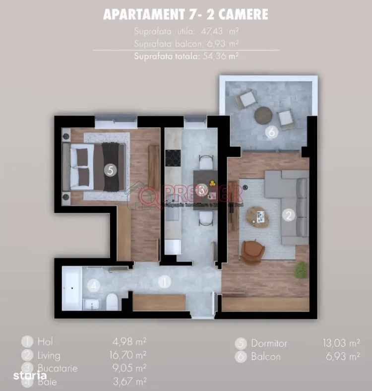 Vanzare apartament 2 camere Popesti Leordeni cu finisaje premium