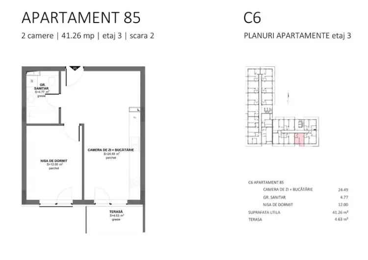 Apartamente de vanzare cu 1 camera in Floresti la Eroilor