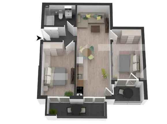 Apartament de 3 camere, 58 mp, terasa 13mp, Apahida