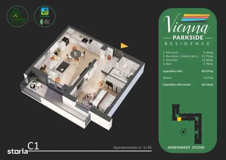 Vanzare apartament tip studio in Bucuresti cu acces rapid la transport