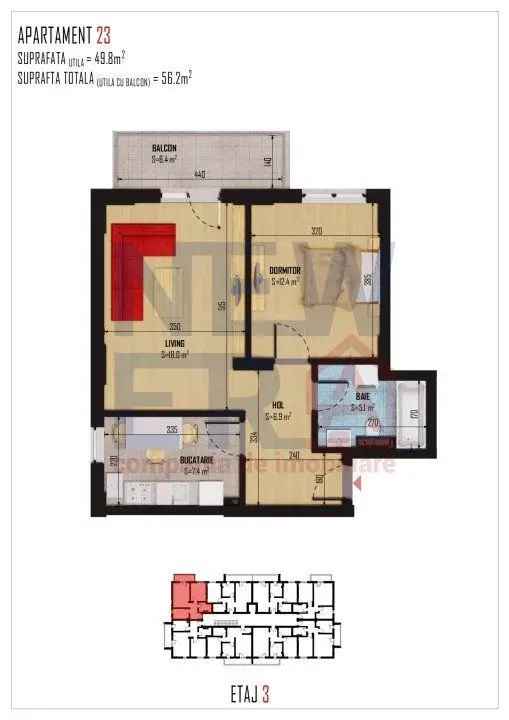 Vanzare apartament 2 camere Bragadiru in zona centrala