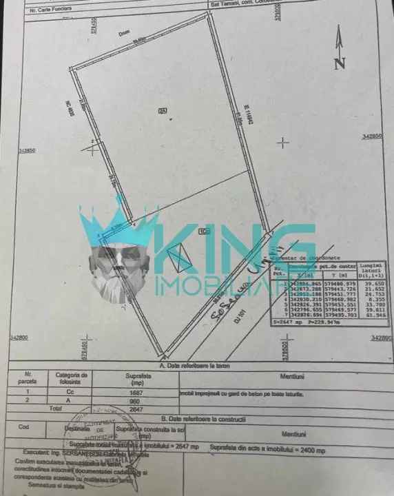 Teren 2647mp | Deschidere 40ml | Utilitati | Asfalt | Tamasi-Corbeanca