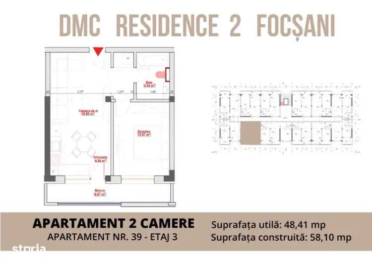 Vânzare apartamente 2 camere Focșani cu terasă și încălzire în pardoseală