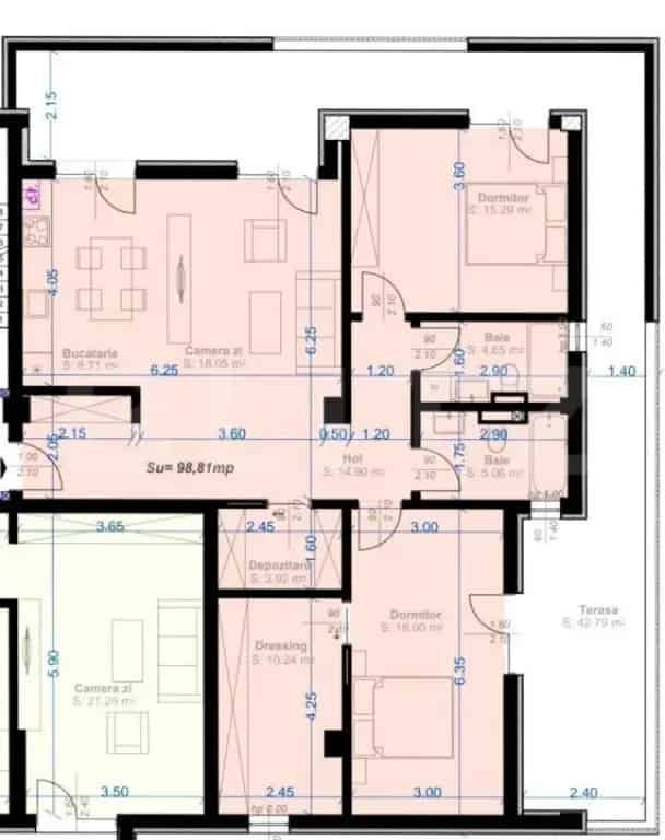 Apartament 3 camere Arad 99mp terasa 43mp Bloc Nou