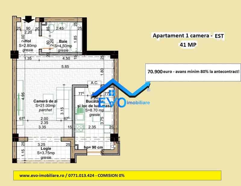 Apartament 1 Camera Valea Lupului Iasi Bloc Nou Lift 41mp