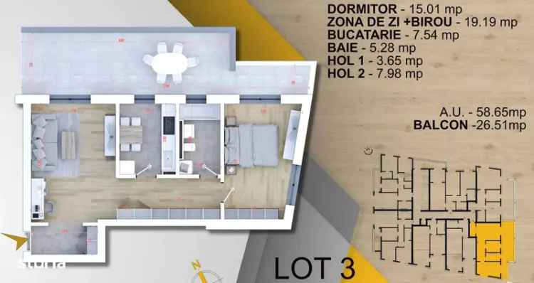 2 Camere cu Terasa Apartament Titan | Panouri Fotovoltaice | Parcare