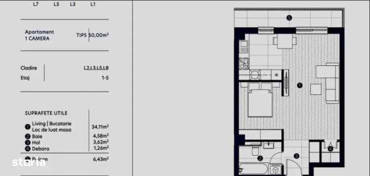 Apartament de vanzare 1 camera in bloc nou complex rezidential Iasi