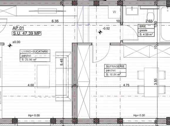 Apartament 2 camere 47,39 mp Parter Imobil Nou Calea Urseni