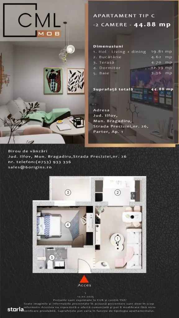 Vanzare apartamente 2 camere complet mobilate Bragadiru cu finisaje elegante