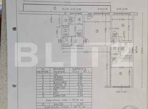 Apartament 3 camere,57mp, zona de Sud