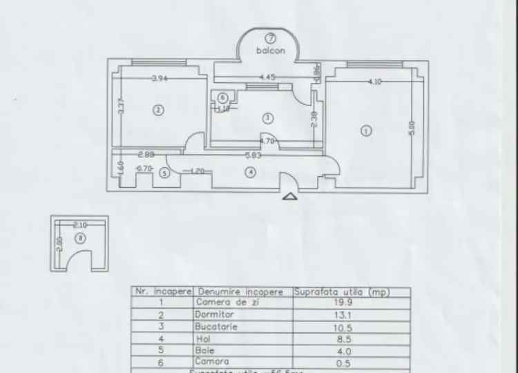 ULTRACENTRAL ! Ap 2 camere, Calarasi, 63mp