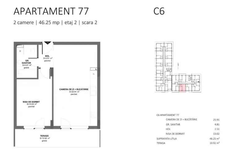 Vanzare apartamente cu 2 camere in Floresti cu terase