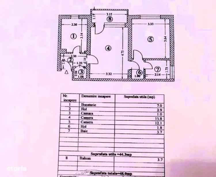 Vanzare apartamente 2 camere Tomis I cu centrala gaz si balcon