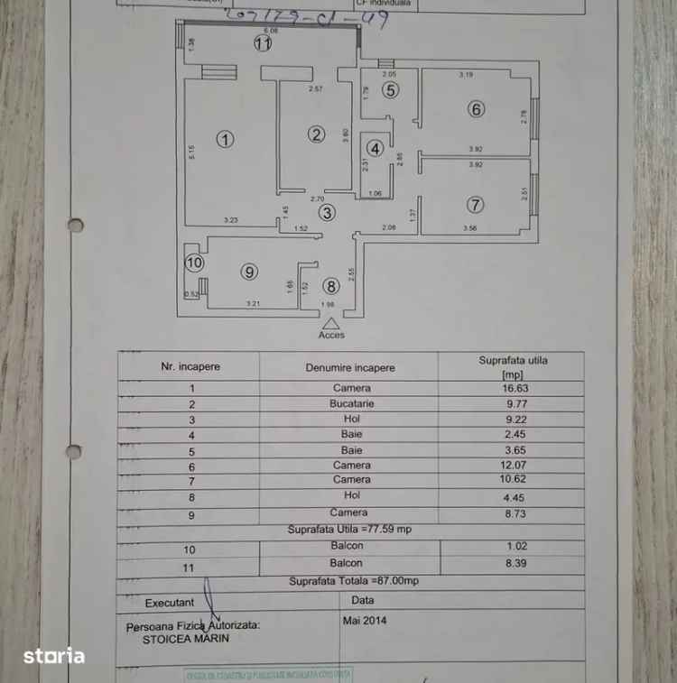 Vânzare apartament 4 camere Anda cu 2 balcoane și centrală