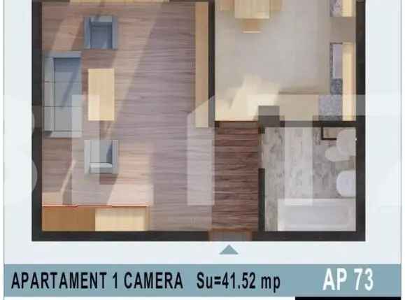 Apartament 1 camera, 41.52mp, bloc nou, Calea Moldovei