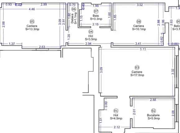 Apartament 3 camere Piata Victoriei 60 mp Renovat Lux
