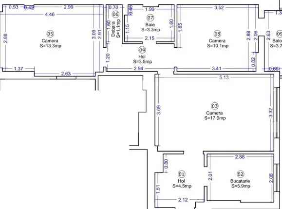 Apartament 3 camere, 60 mp, PIATA VICTORIEI