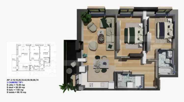 Vanzare apartament 3 camere modern in ansamblu rezidential nou