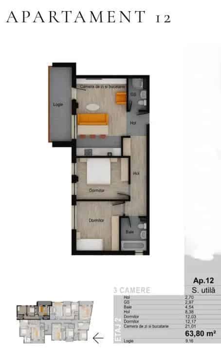 Apartament 3 camere 73 mp Muzeul Apei