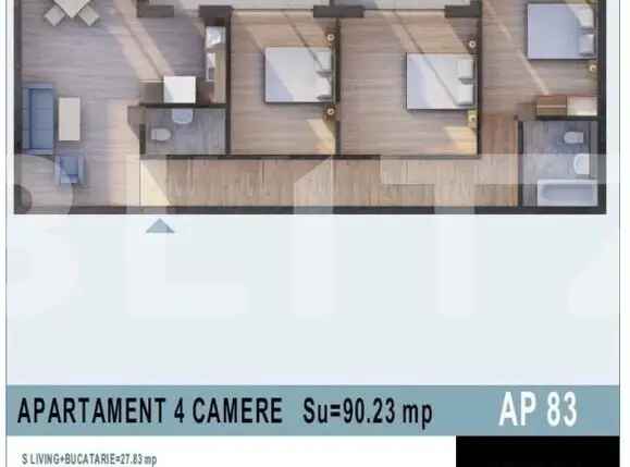 Apartament de 4 camere, 90mp utili, bloc nou