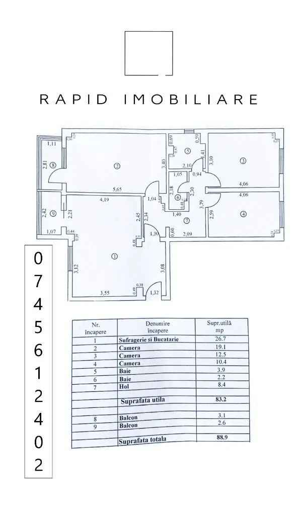 Apartament de vanzare 3 camere modern mobilat in zona I.C Frimu