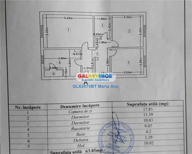 Apartament 3 camere decomandat zona Scoala 8 Botosani
