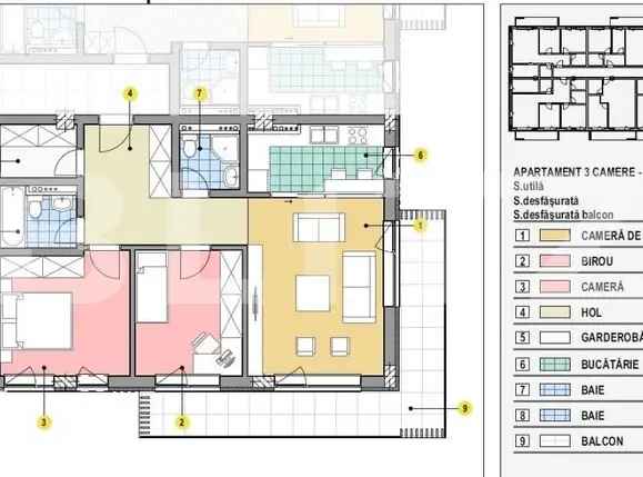 Apartament de 3 camere, 67mp, terasa 18mp, zona Mall