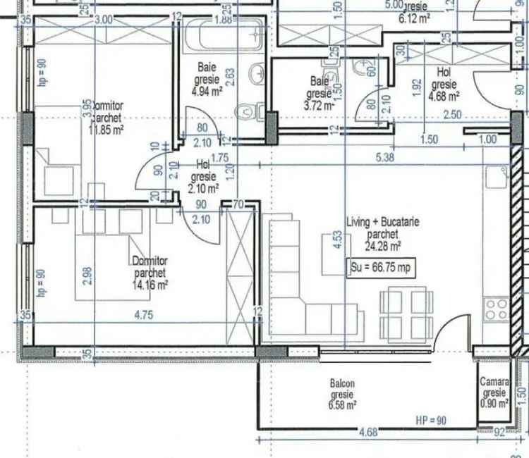 Apartament finisat, 3 camere, lift, acces restrictionat