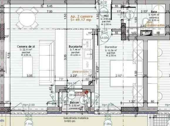 Apartament de 2 camere , 49,17mp, bloc nou, Calea Moldovei