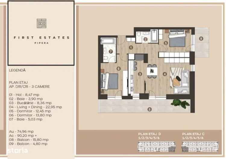 Vânzare apartament 3 camere complexul First Estates Pipera