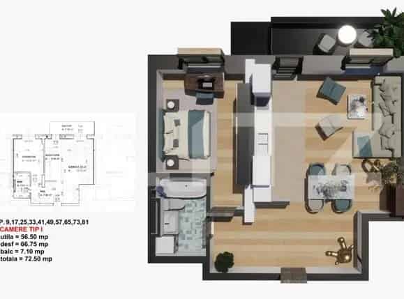 Apartament 2 camere Satina Park 63mp