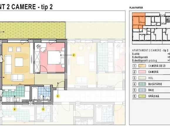 Apartament de 2 camere, 44 mp utili, gradina, Calea Moldovei!