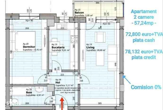 Apartament de vânzare cu 2 camere în Galata Iasi, finisaje moderne