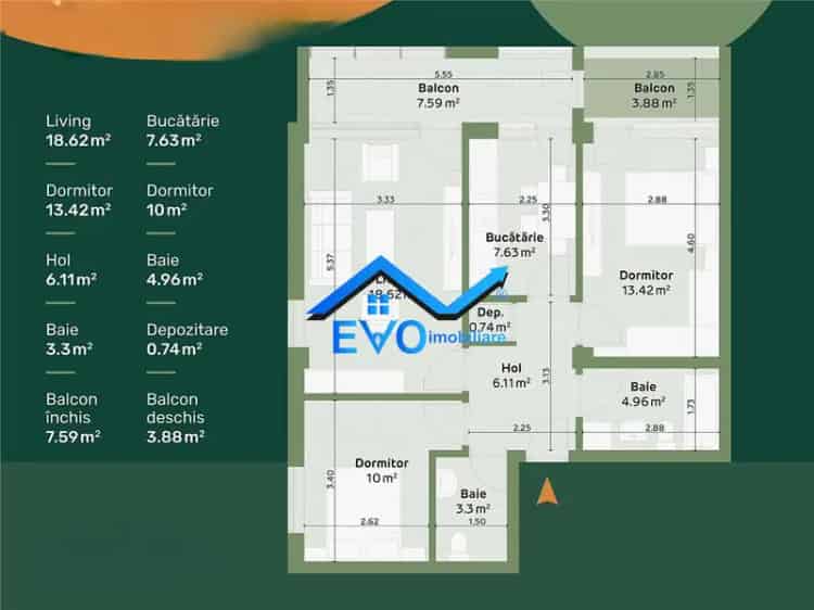 Apartament de vanzare 3 camere decomandat Hlincea Iasi