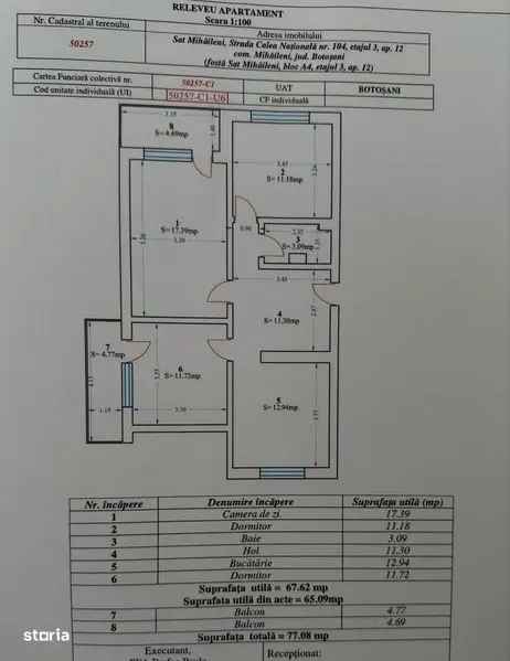 Vand apartamente 3 camere centrer Mihaileni cu suprafata de 77mp