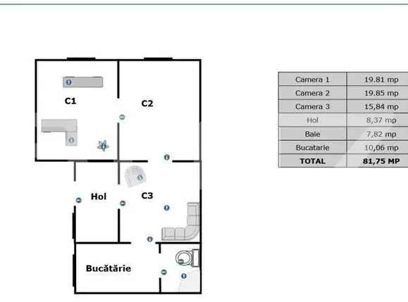 Casă individuala, 3 camere, 82 mp, curte de 1200 mp, zona Gheorgheni